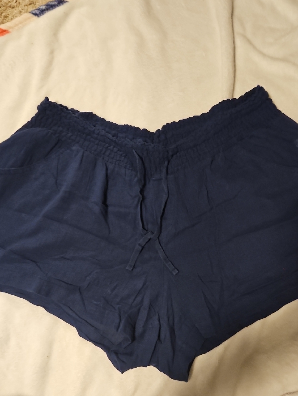 Old Navy Navy Blue High-Waist Smocked Drawstring Shorts